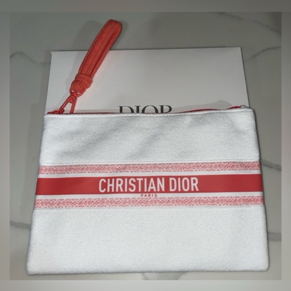 Christian Dior Terry cloth zip wristlet